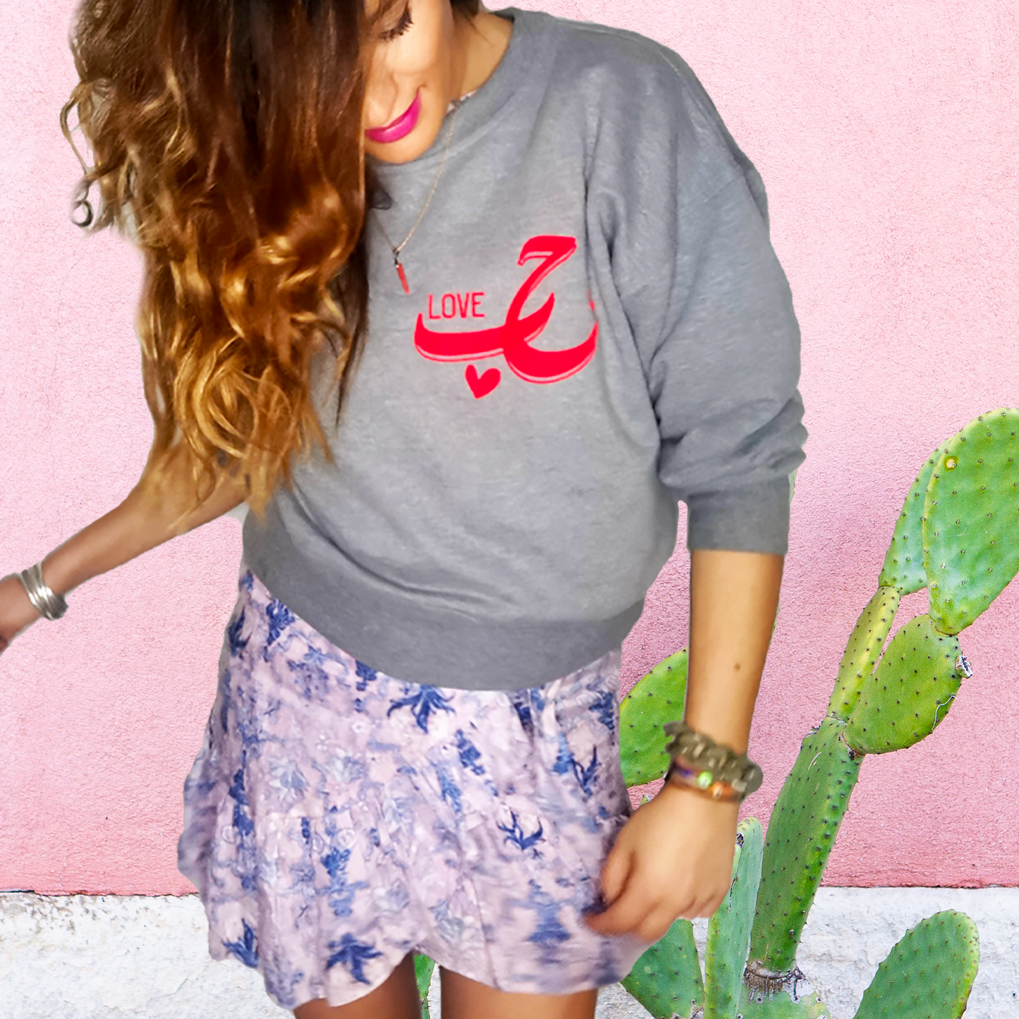 SWEAT SHIRT-GREY-"LOVE"- WOMEN